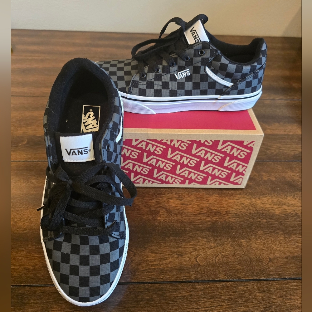 Vans Kids Black and Gray Checkered Sneakers